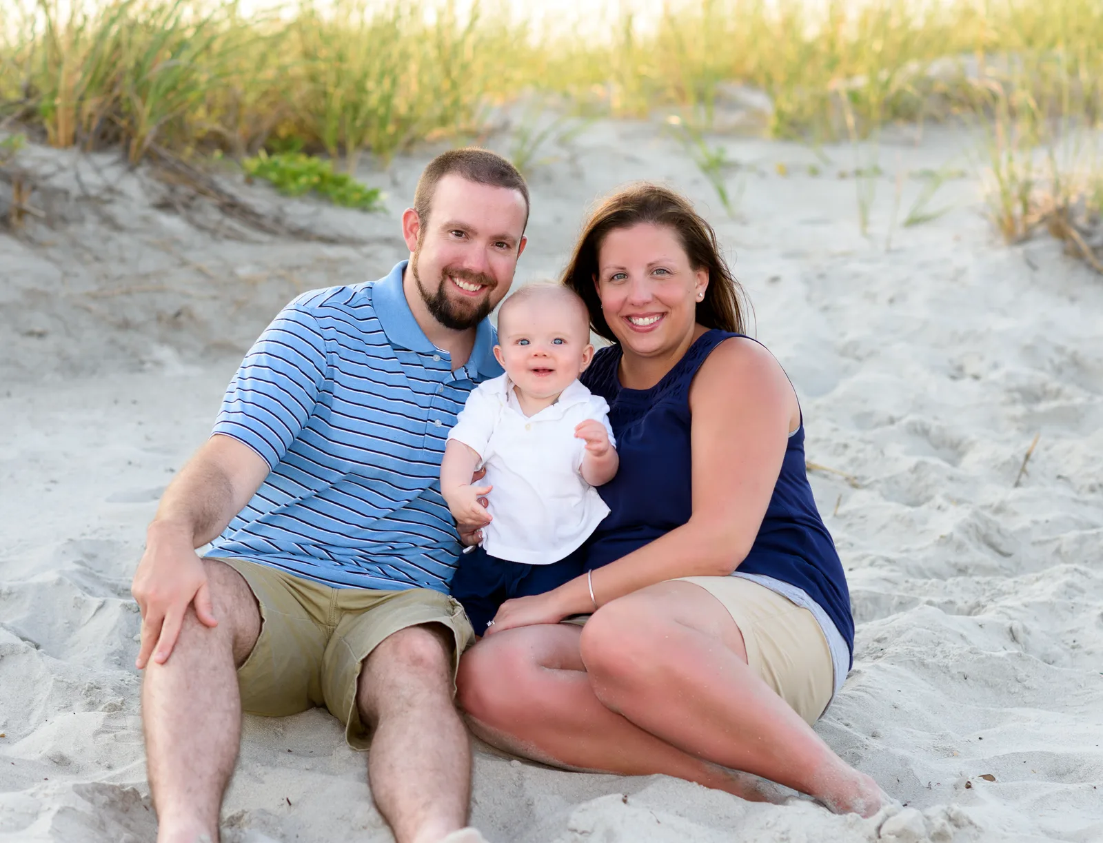 Family of three in front of the dunes - Myrtle Beach State Park