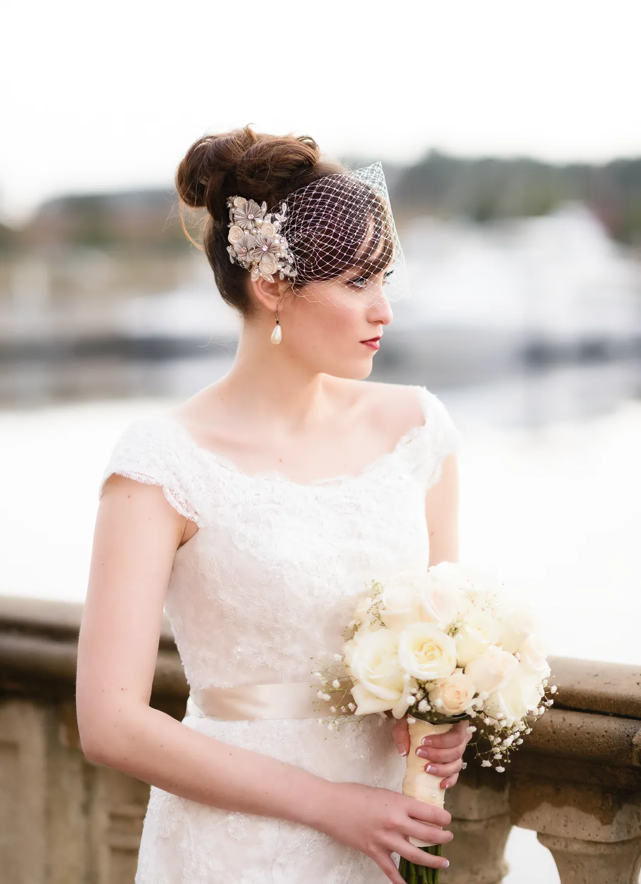 Bride with beautiful veil - Marina Inn at Grande Dunes