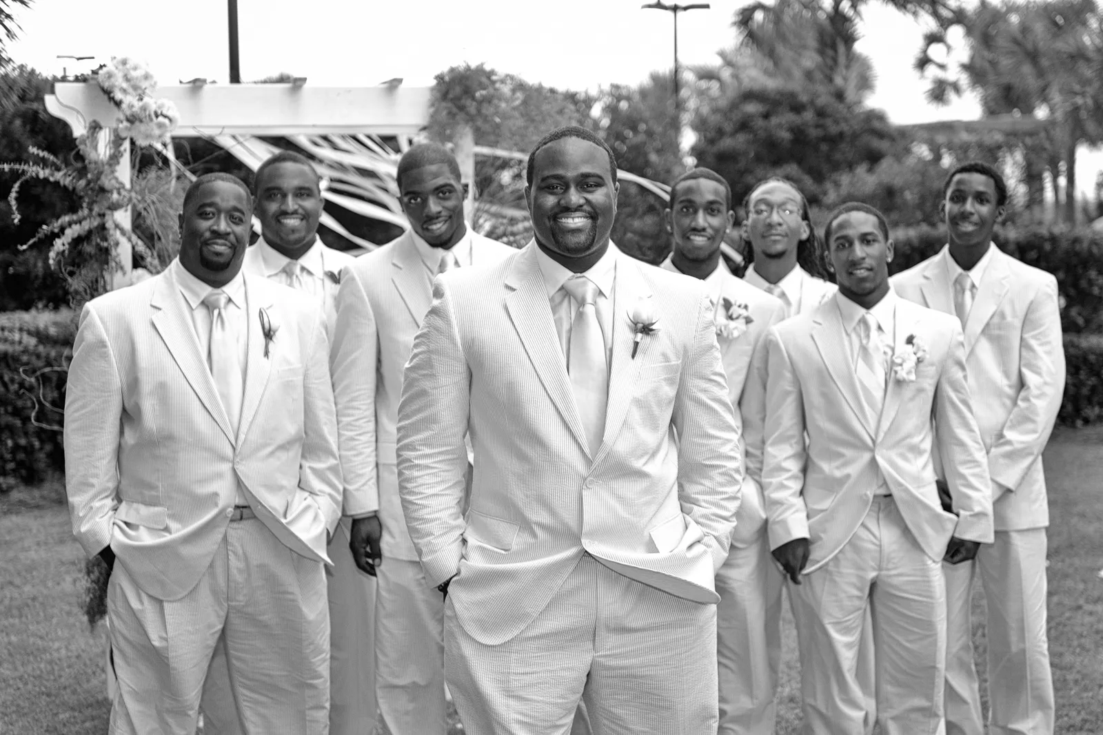 Groom standing in front of groomsmen - Kingston Plantation - North Myrtle Beach