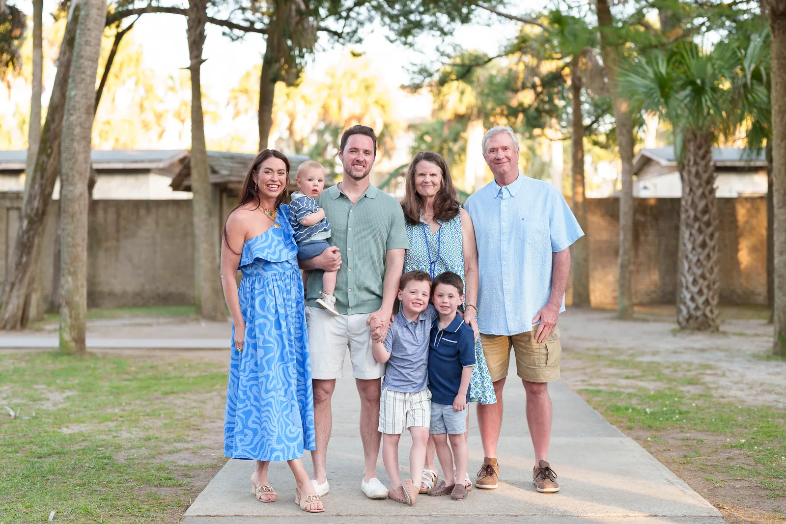 Happy family in front of the castle - Huntington Beach State Park