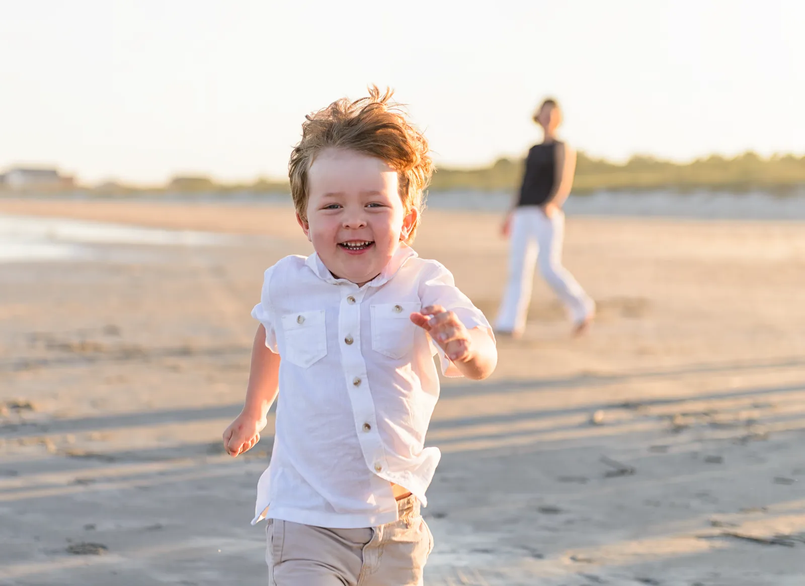 Happy little guy running towards the camera - Myrtle Beach State Park