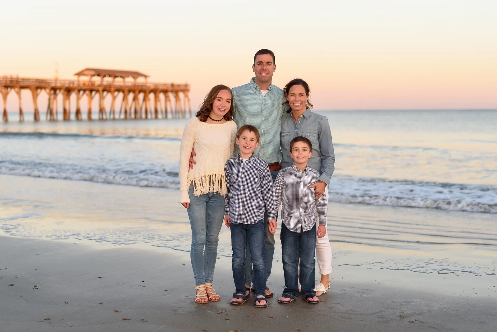 Family potrait on a cold winter evening - Myrtle Beach State Park