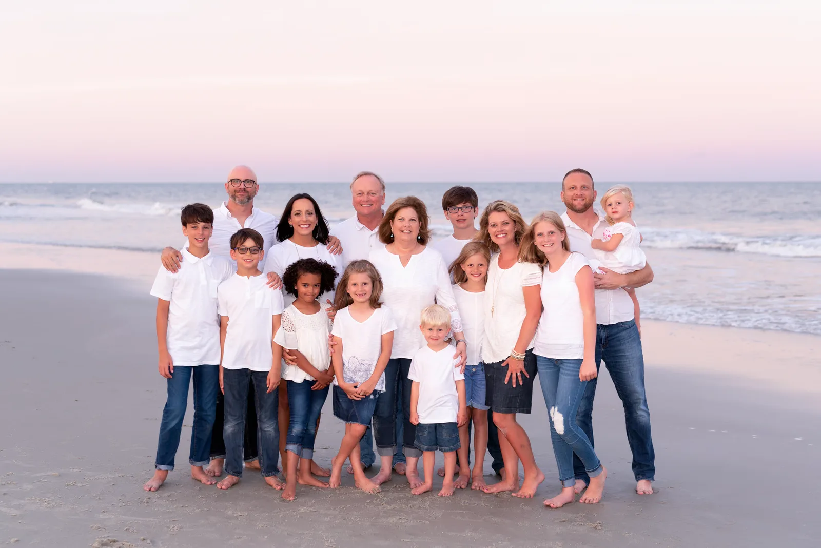 Pretty color in the sky for today's family pictures with a big family - Huntington Beach State Park