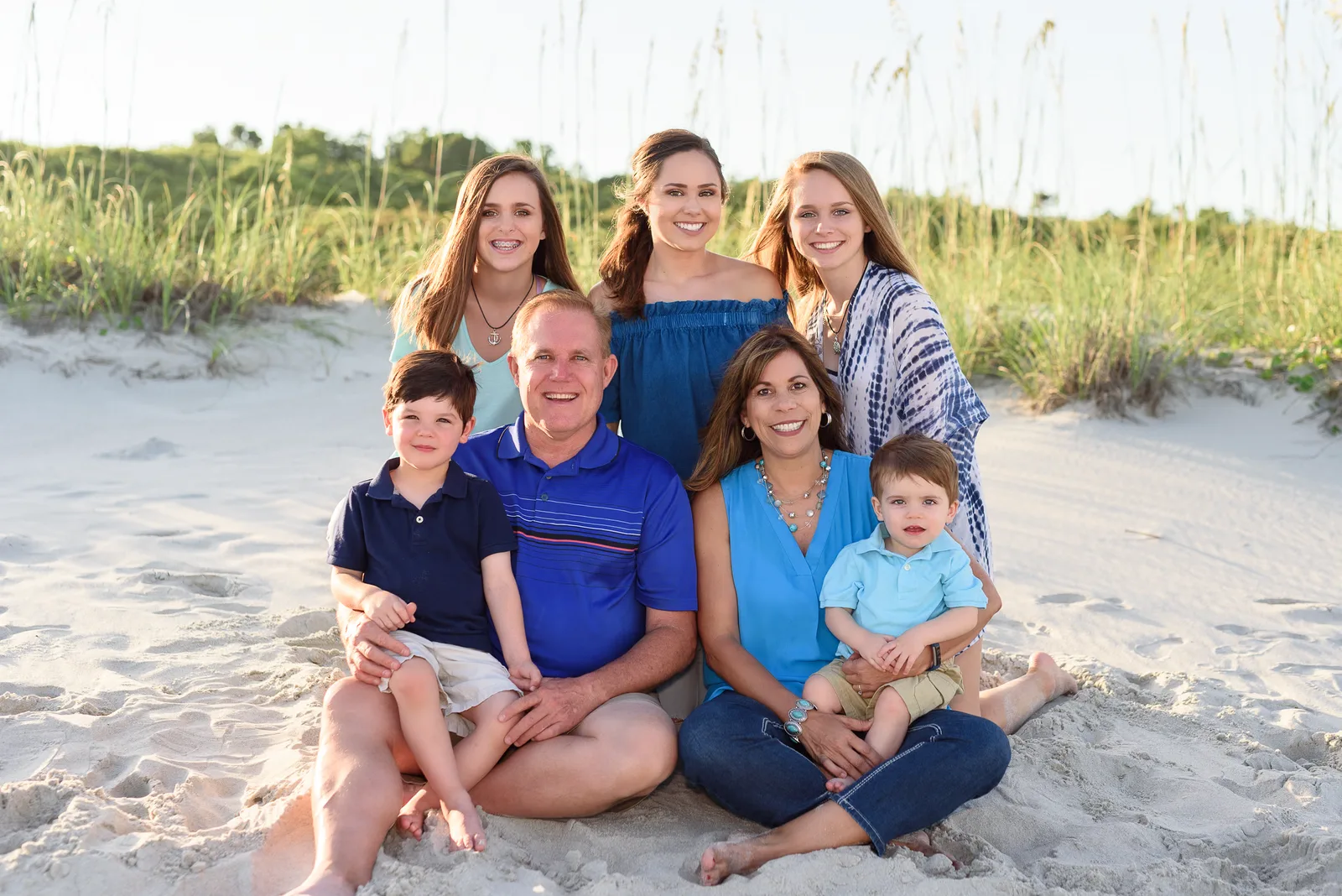 Grandparents with the kids in front of the dunes - Myrtle Beach State Park