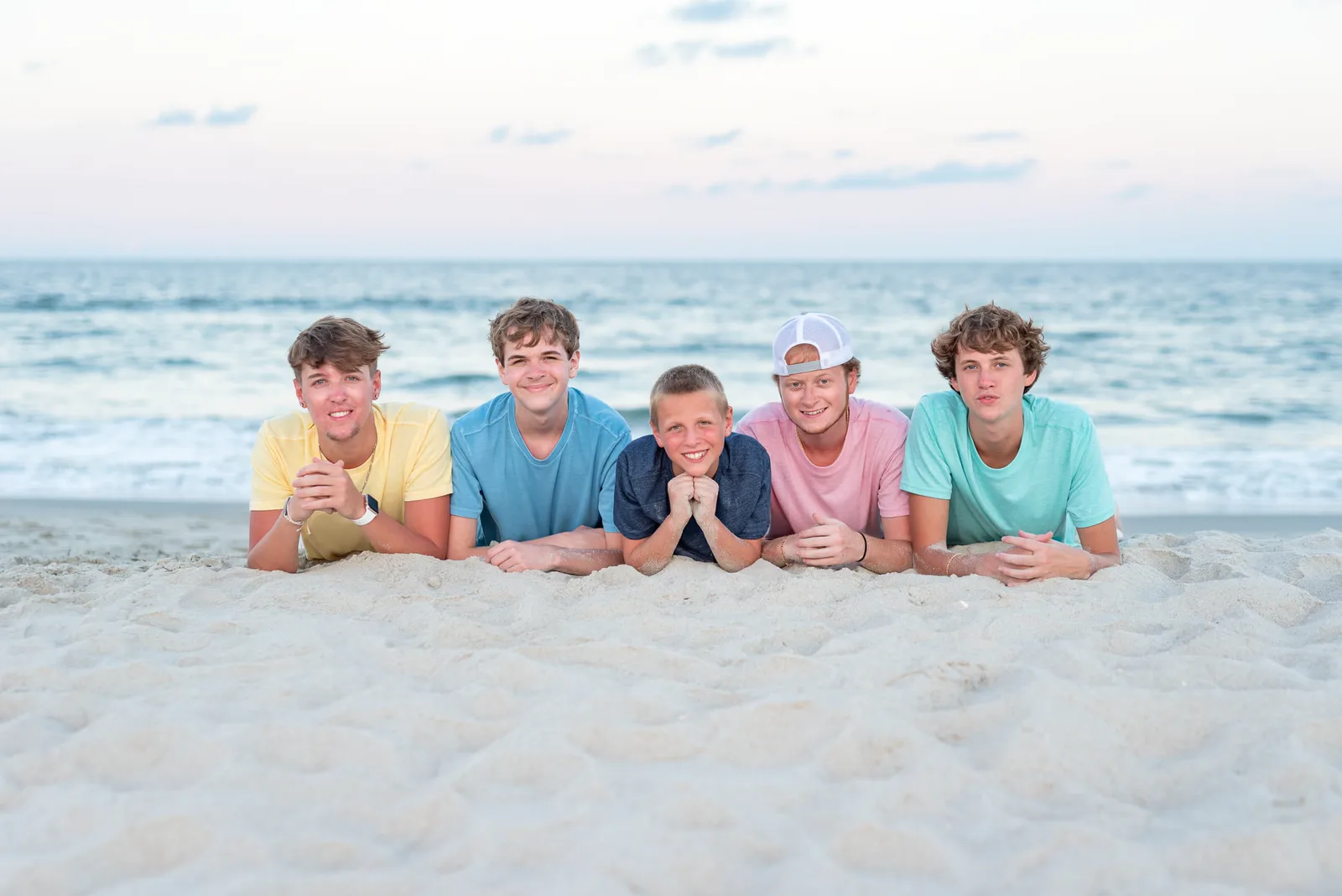 5 Brothers laying in the sand - Huntington Beach State Park