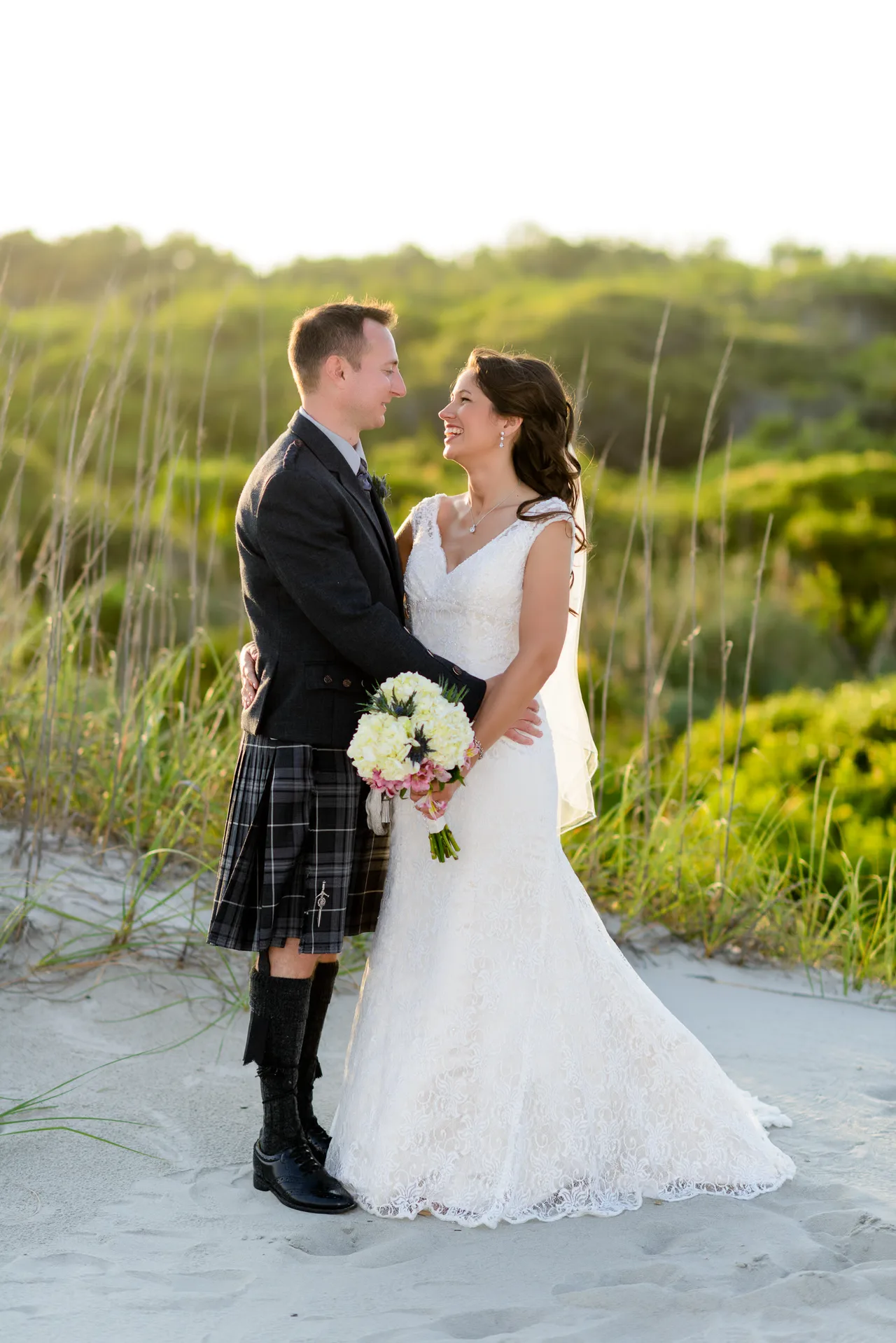 Groom in a kilt on the beach - Myrtle Beach