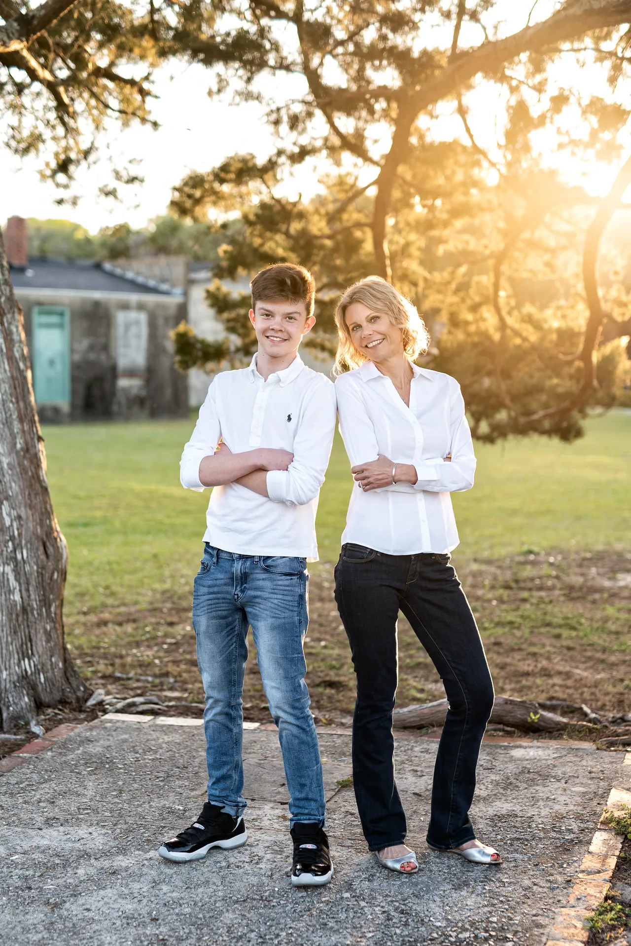 Mom and son came for pictures of just the two of them - Huntington Beach State Park