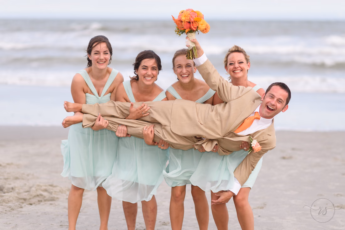 Bridesmaids picking up the groom - Hilton Myrtle Beach Resort at Kingston Resorts