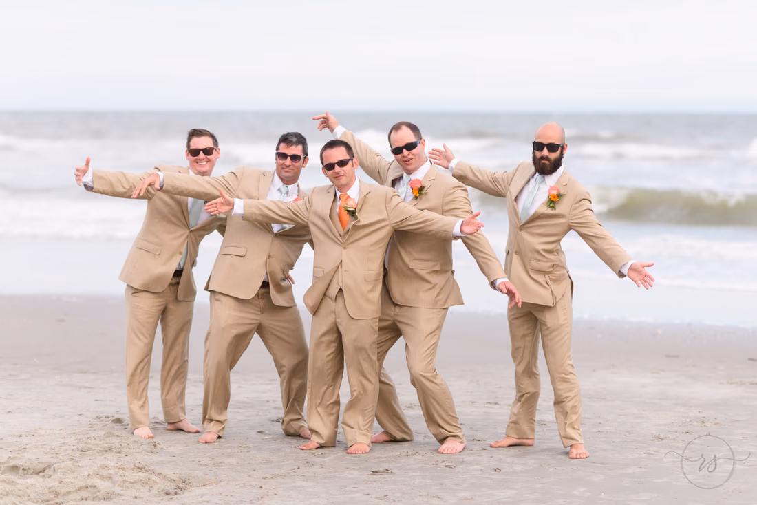 Groomsmen looking cool in their sunglasses - Hilton Myrtle Beach Resort at Kingston Resorts