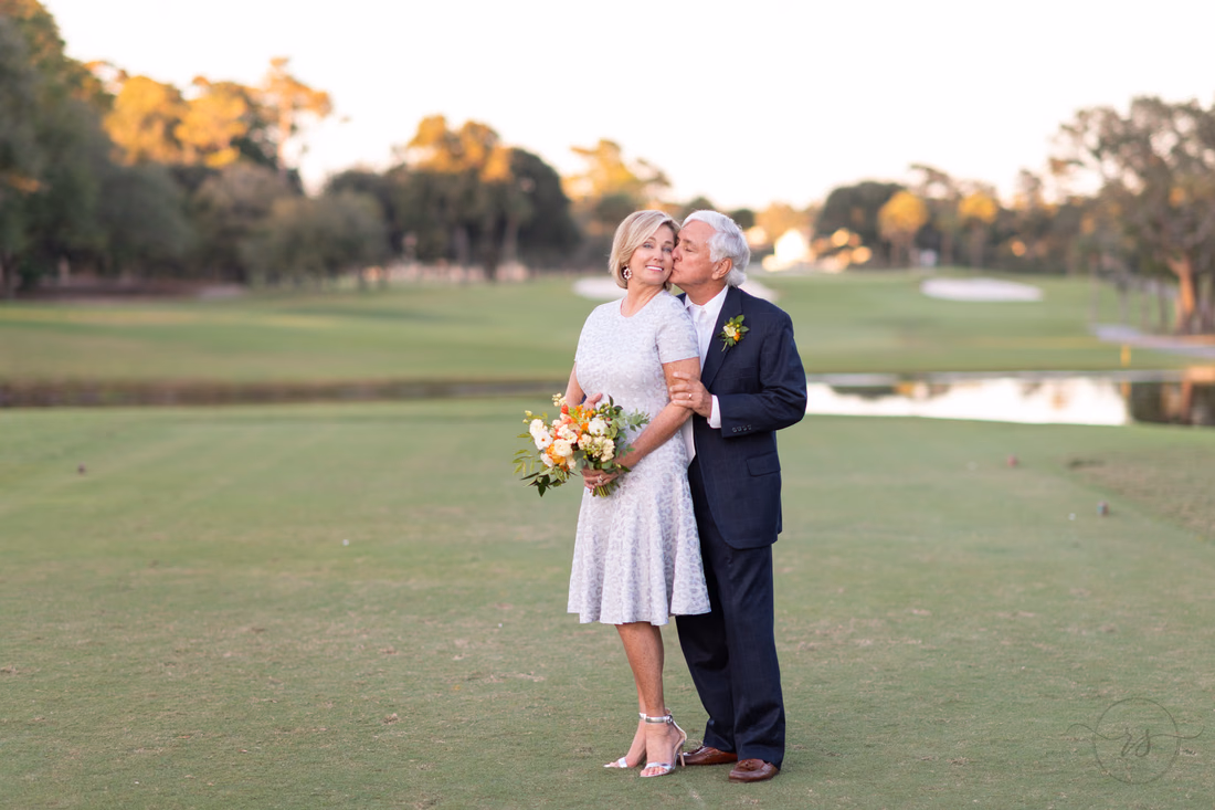 Kissing bride on the cheek - Dunes Golf and Beach Club - Myrtle Beach