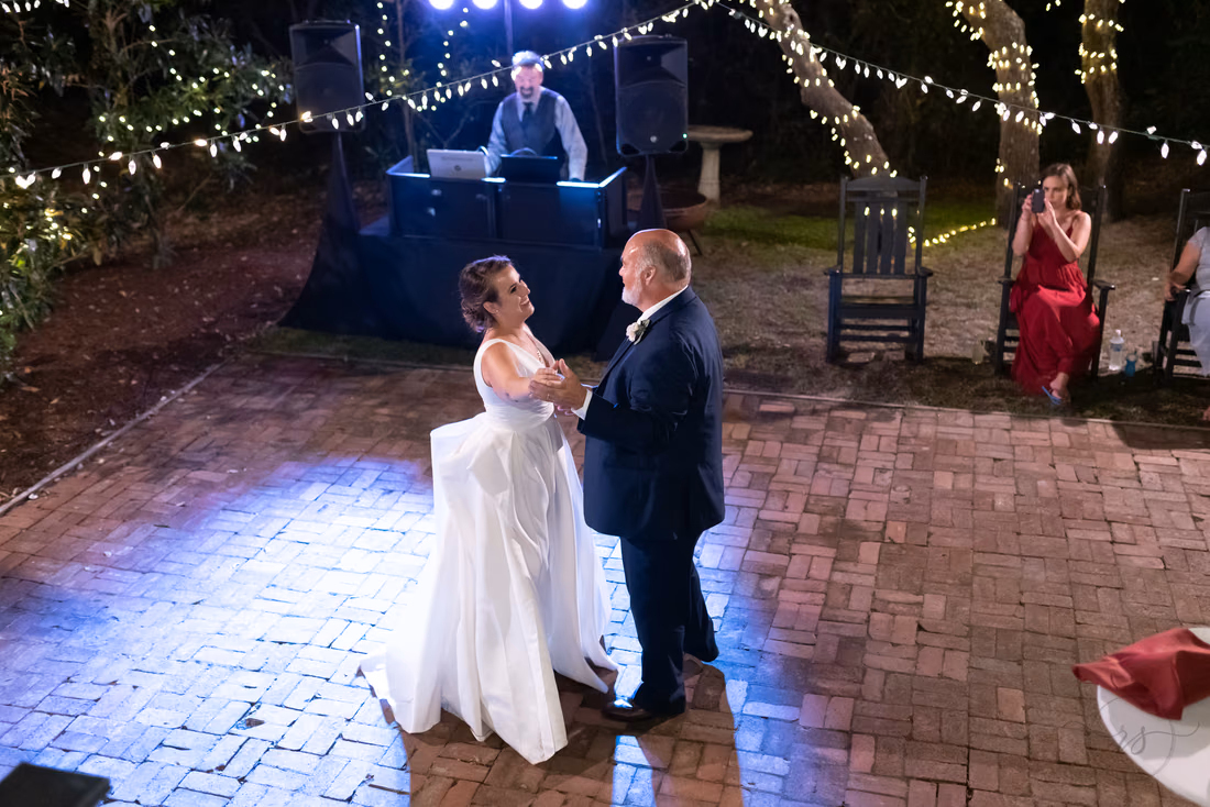 Bride and father dancing - Pelican Inn - Pawleys Island