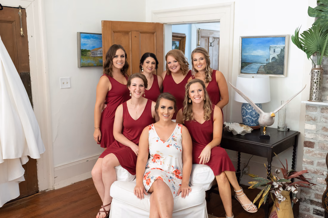 Bridesmaids before the ceremony - Pelican Inn - Pawleys Island