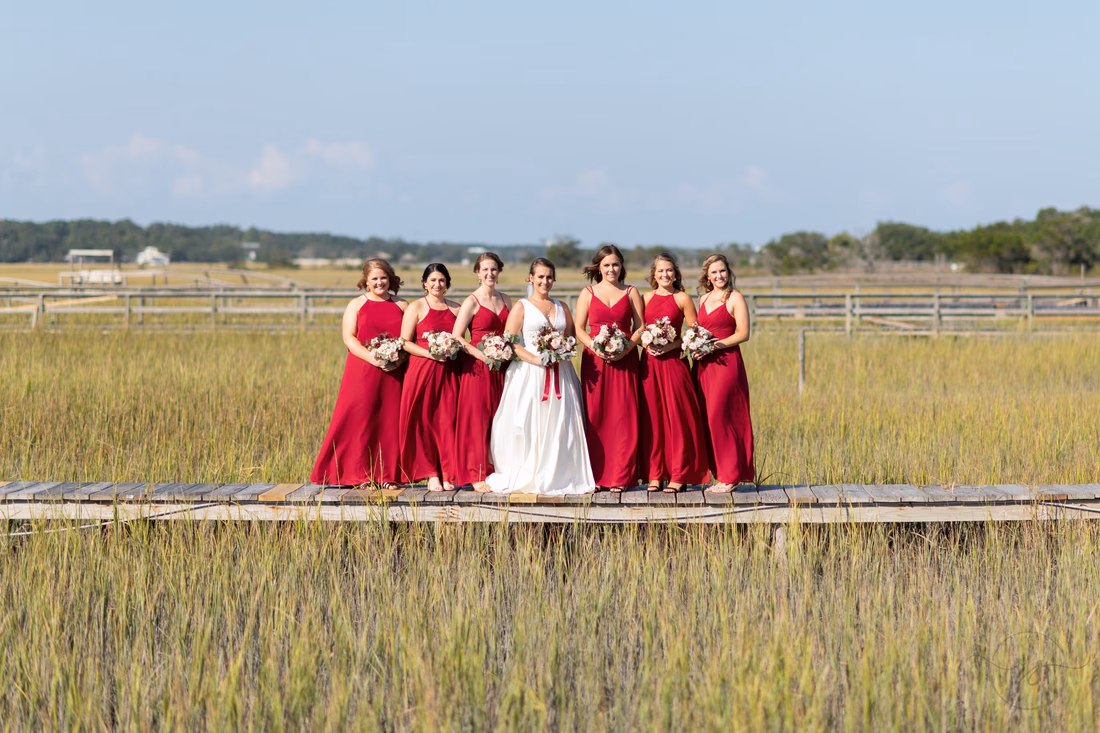 Bridesmaids on the marsh boardwalk - Pelican Inn - Pawleys Island