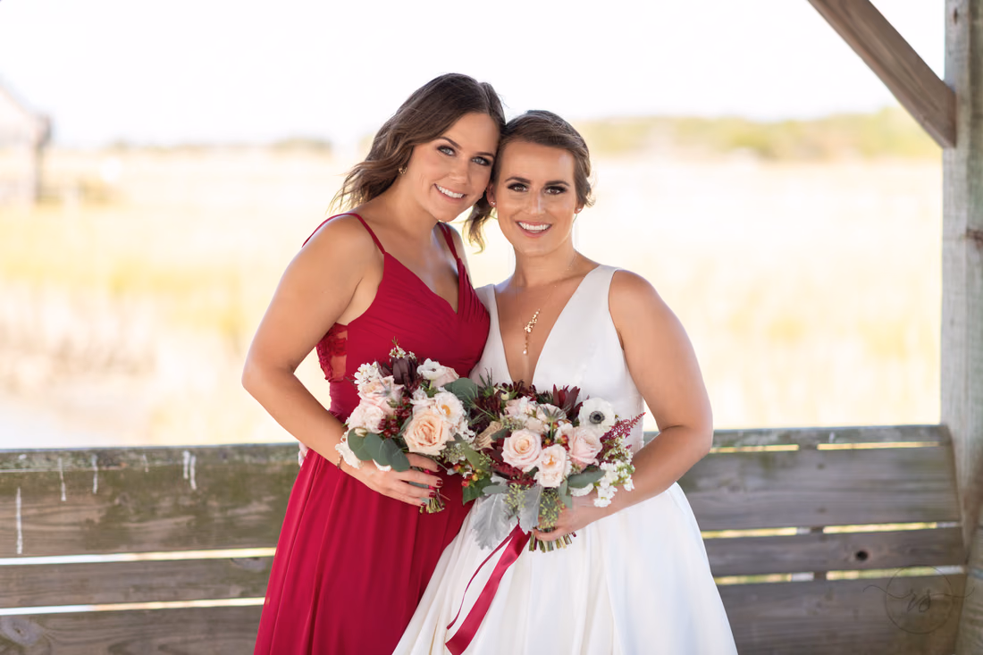 Individual portraits of bride and each bridesmaid - Pelican Inn - Pawleys Island