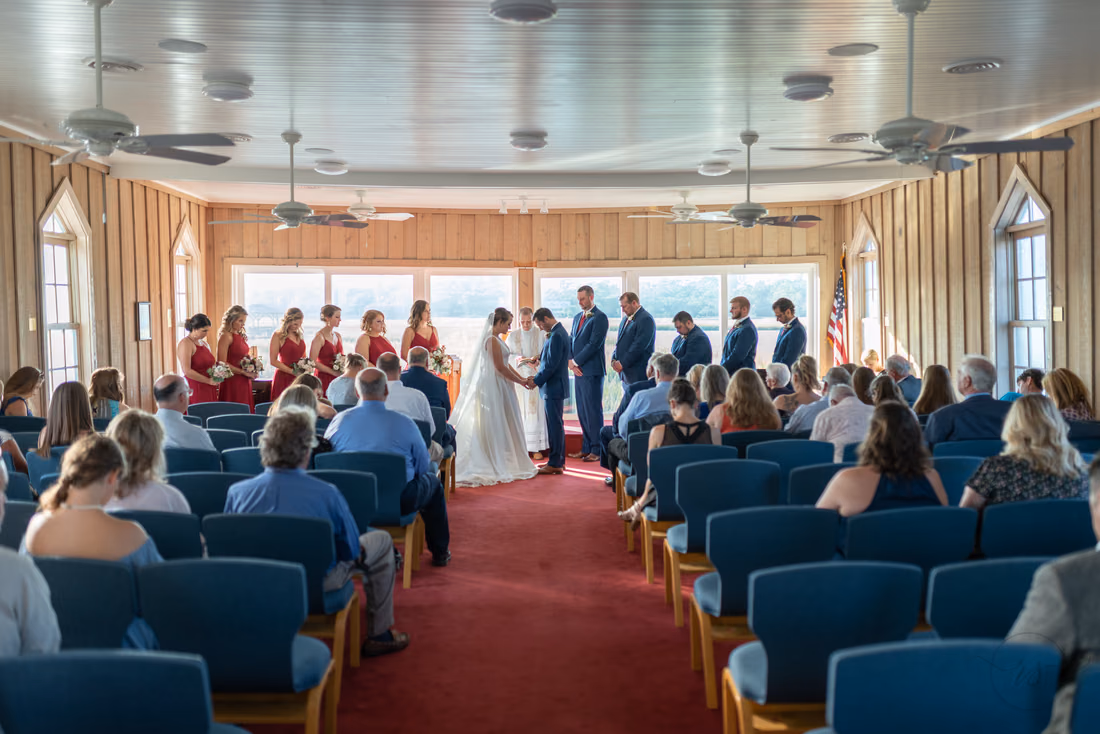Wedding party during the ceremony - Pawleys Island Chapel