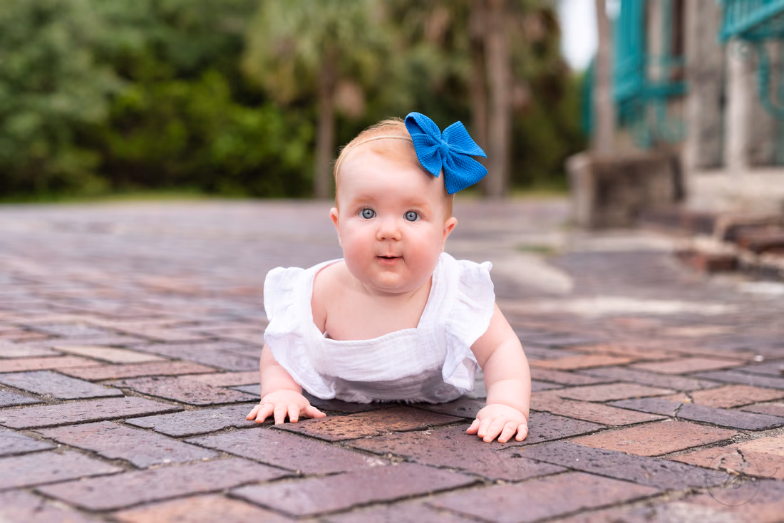 Baby girl behind the castle - Huntington Beach State Park