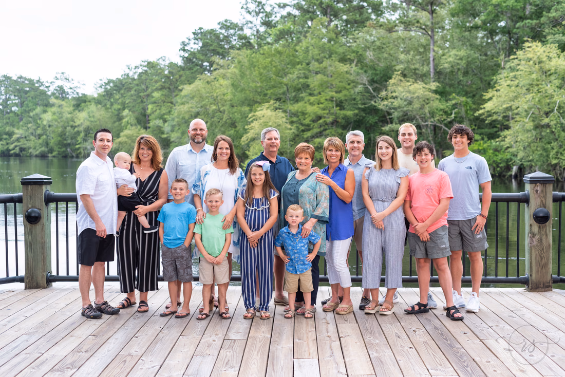 Large family group on the boardwalk - Conway Riverwalk