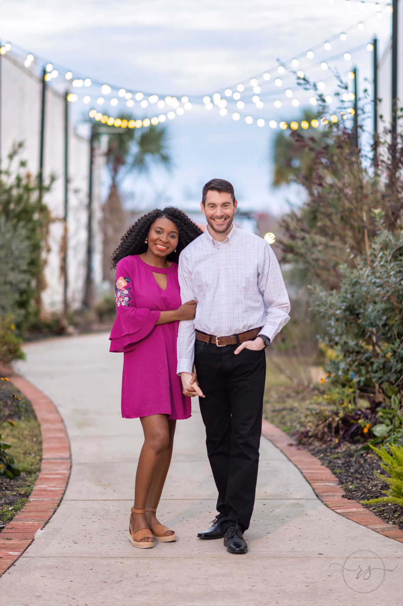 Anniversary portrait under the lights - Conway Gardenwalk
