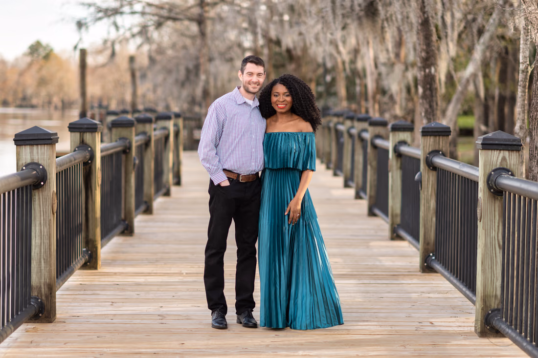 Anniversary portrait under the moss on the boardwalk - Conway Riverwalk