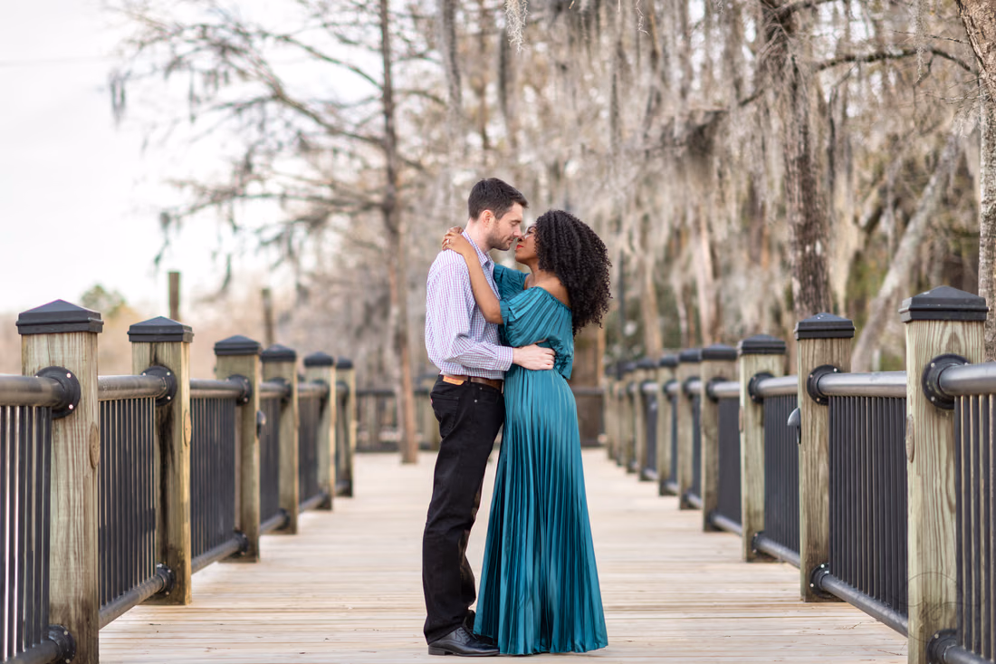 Romance on the boardwalk under the moss - Conway Riverwalk
