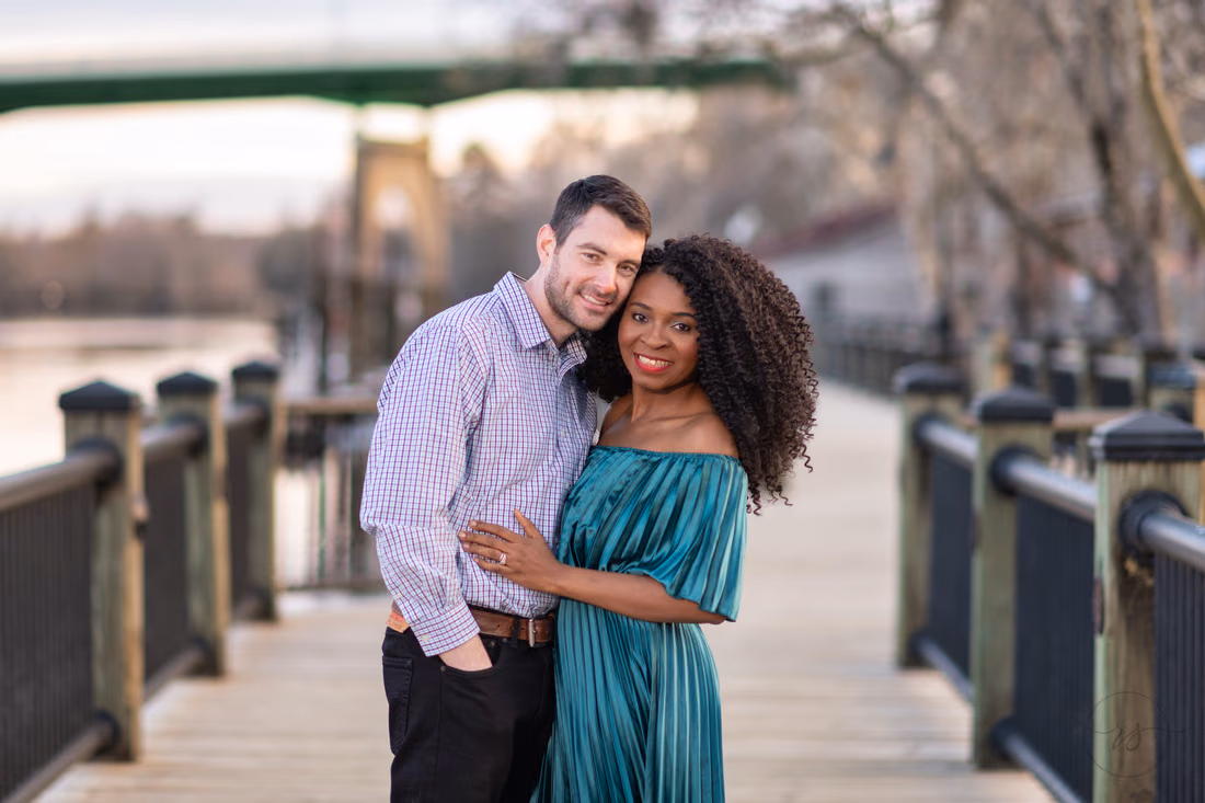 Sunset portrait on the riverwalk with off camera lighting - Conway Riverwalk