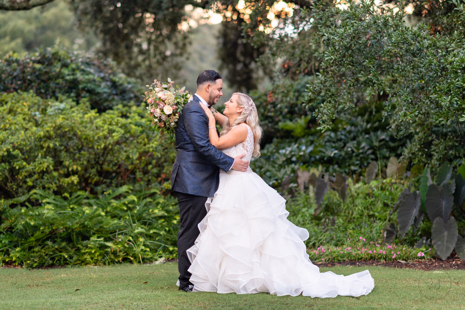 Portrait of bride and groom looking into each other eyes - Litchfield Country Club