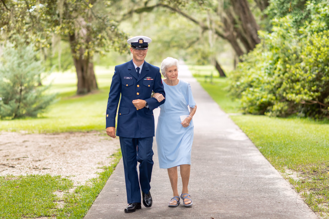 Groom's son walking with grandmother - Holiday Cottage - Brookgreen Gardens