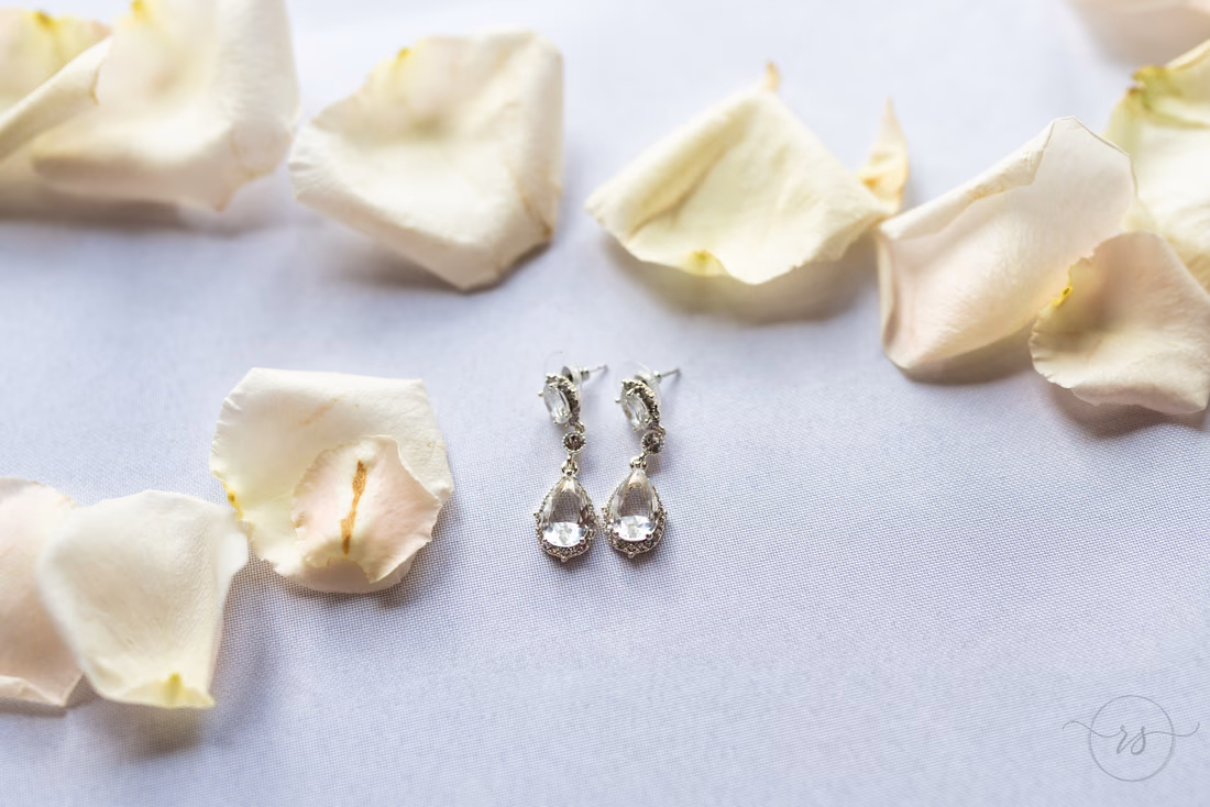 Bride earring details - Magnolia Plantation - Charleston, SC