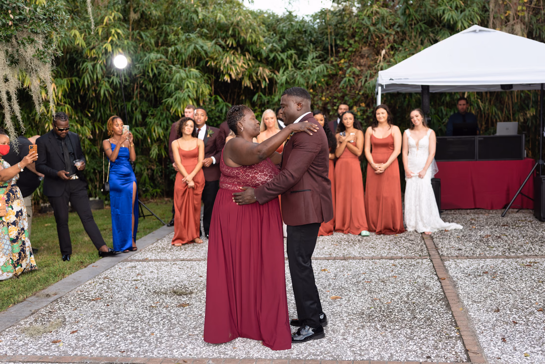 Groom dancing with mother - Magnolia Plantation - Charleston, SC