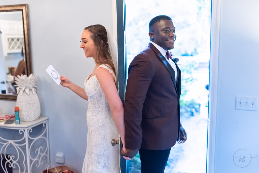 Holding hands before the ceremony - Magnolia Plantation - Charleston, SC
