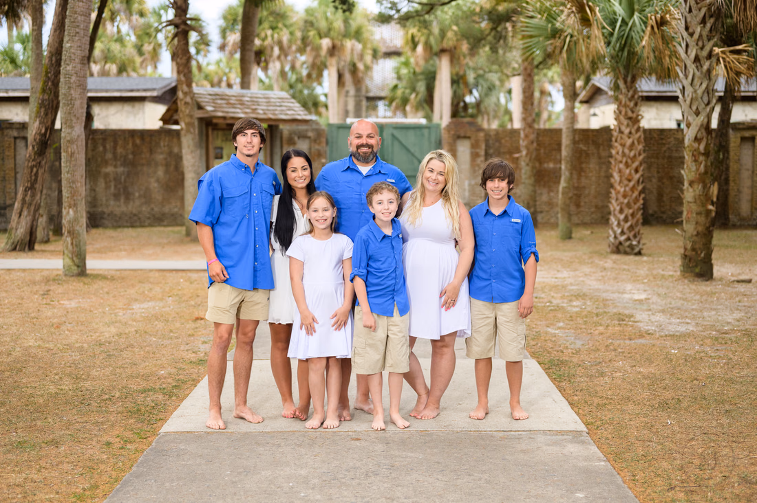 Family in front of the castle - Huntington Beach State Park