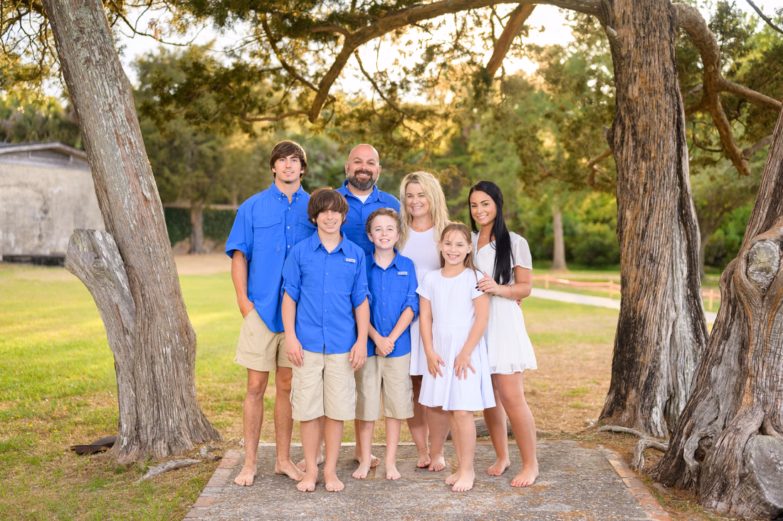 Family portrait under the oaks - Huntington Beach State Park