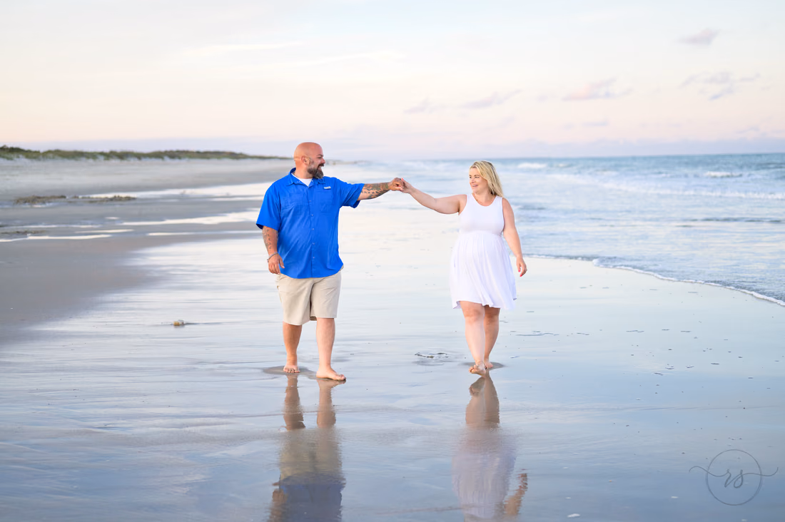 Walking down the beach having fun - Huntington Beach State Park