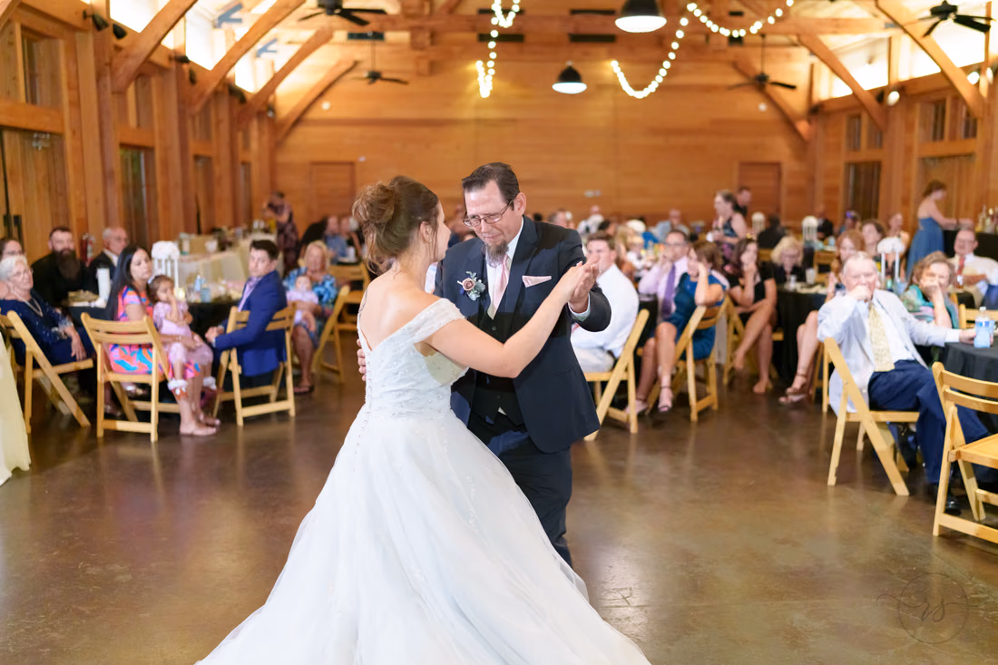 Bride and her father dancing in front of the guests - The Pavilion at Pepper Plantation
