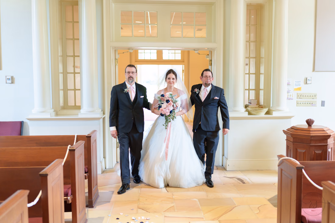 Bride walking down the aisle with father - Christ Episcopal Church