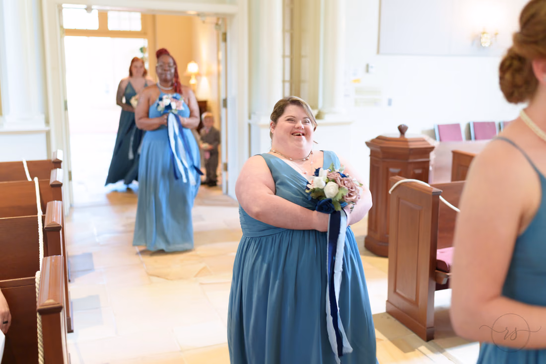 Bridesmaids walking down the aisle - Christ Episcopal Church