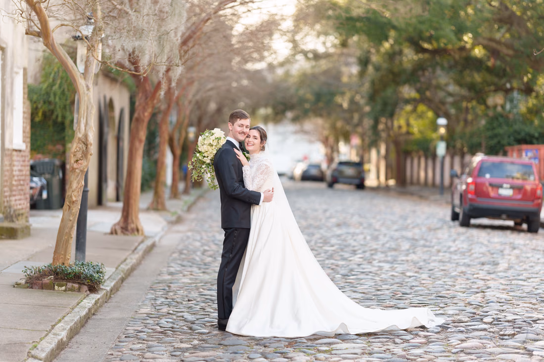 Bride and groom with big smiles - Chalmers Street
