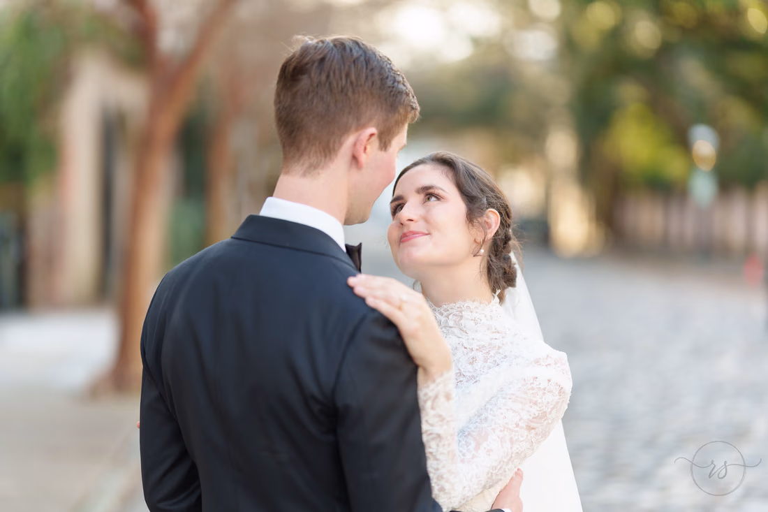 Bride looking into groom's eyes - Chalmers Street