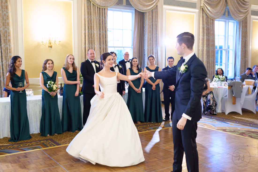 Groom spinning the bride out during the first dance - Francis Marion Charleston