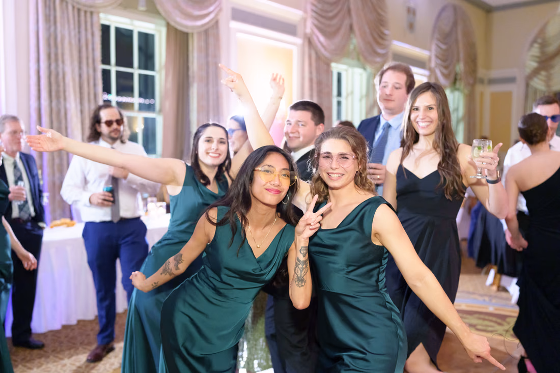 Bridesmaids striking a pose on the dance floor - Francis Marion Charleston