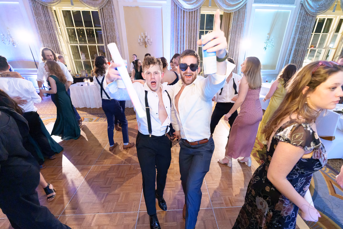 Guests in sunglasses dancing toward the camera - Francis Marion Charleston