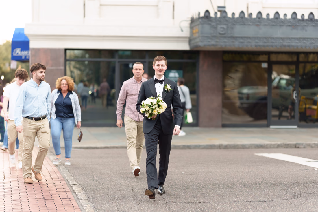 Groom went to get the flowers - Marion Square Charleston