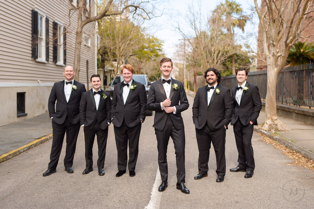 Groomsmen before the ceremony - Cathedral of Saint John Charleston