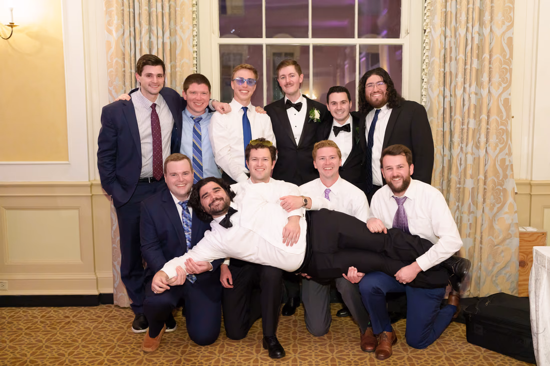 Guys posing for picture during reception - Francis Marion Charleston