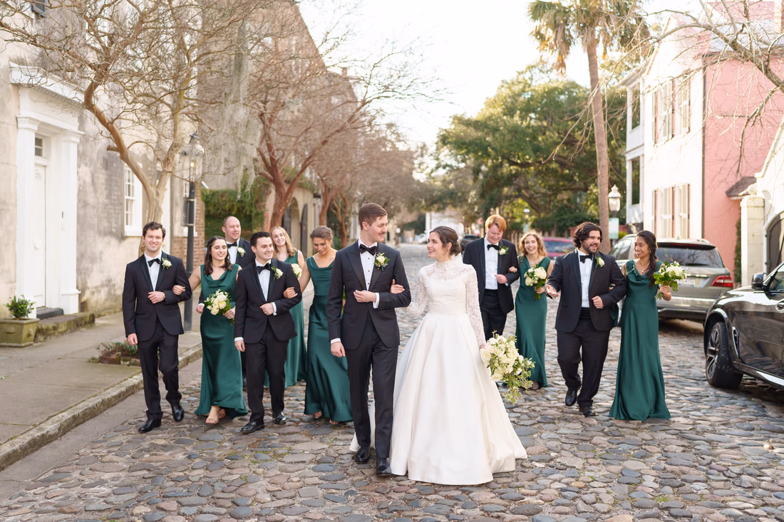 Wedding party walking down the street - Chalmers Street