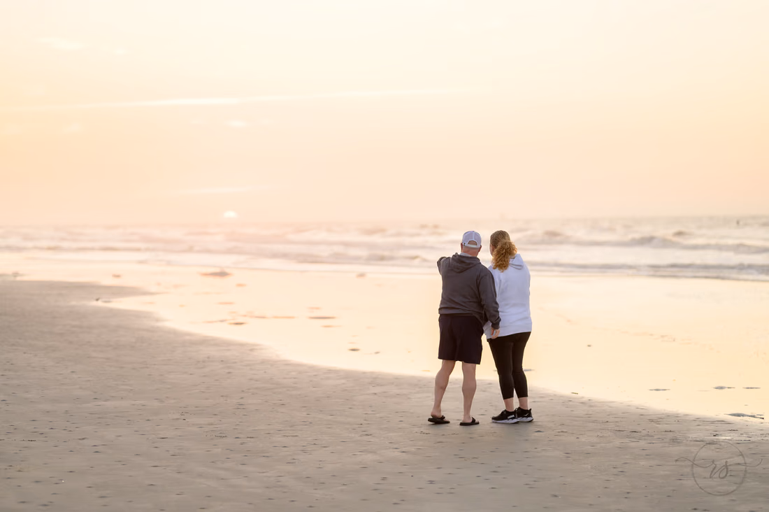 Older couple sunrise engagement pictures - Ocean Isle