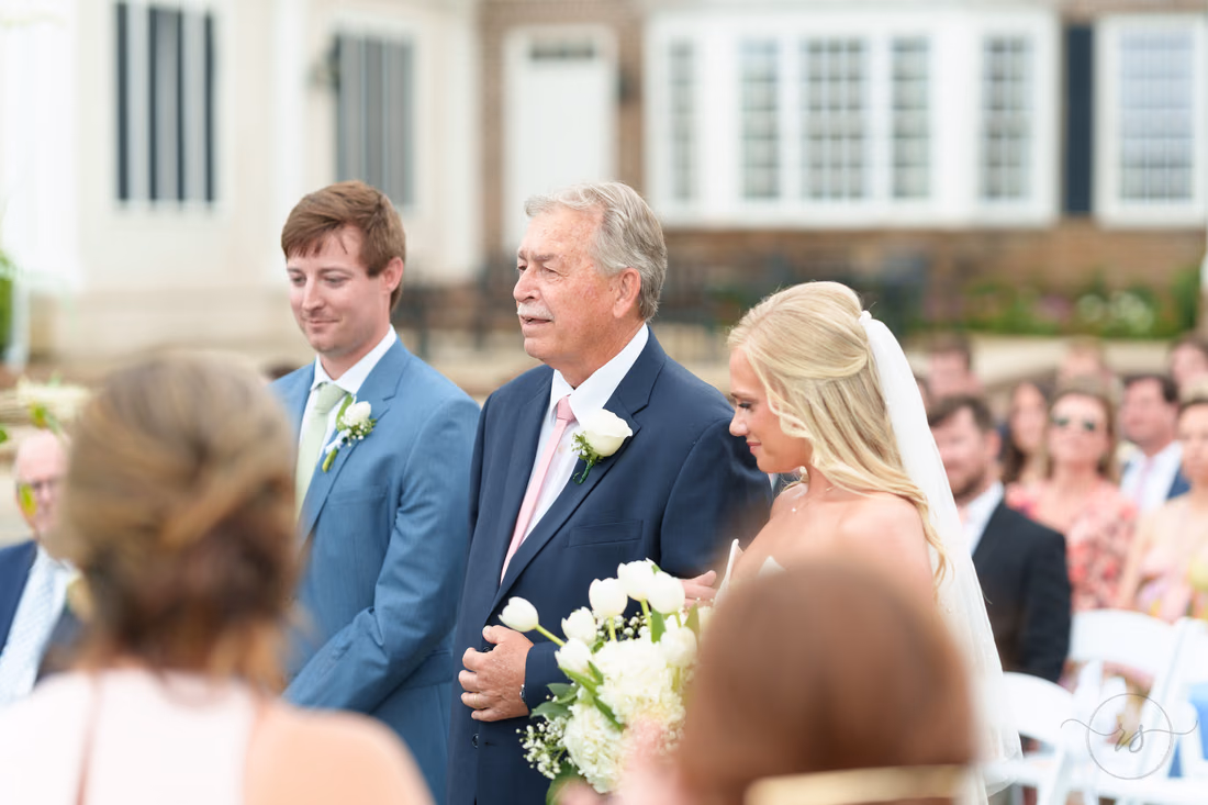 Bride standing with her father - Pawleys Plantation
