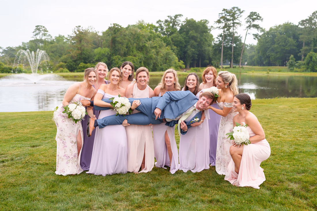 Bridesmaids picking up the groom - Pawleys Plantation