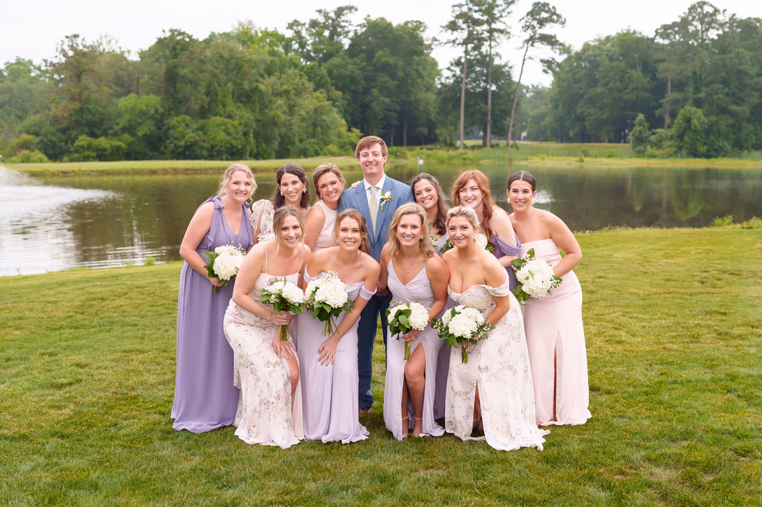 Groom with the bridesmaids - Pawleys Plantation