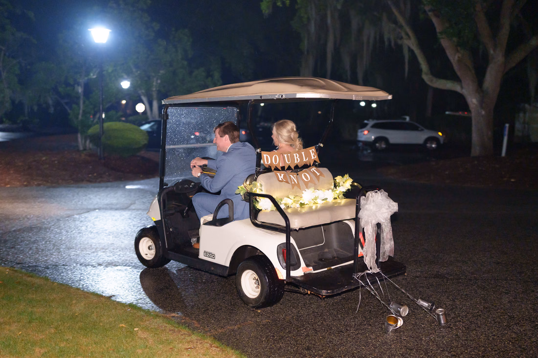 Leaving on the golf cart - Pawleys Plantation